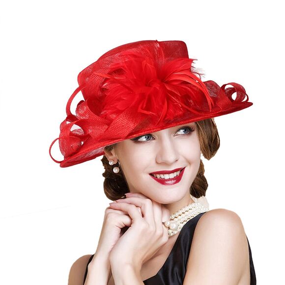 6193 Wedding Bridal Derby Bowler Hats For Women Ladies With Feather Cocktail